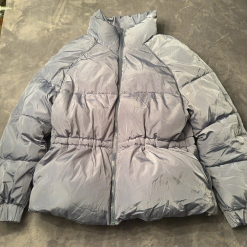 CISONO Puffer Jacket Women Medium Blue Stand Collar Wind Resistant Casual Outer